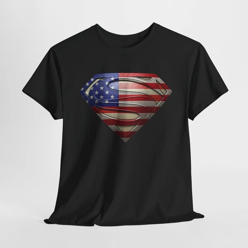 Superman Logo American Flag T Shirt, Man Of Steel Tee